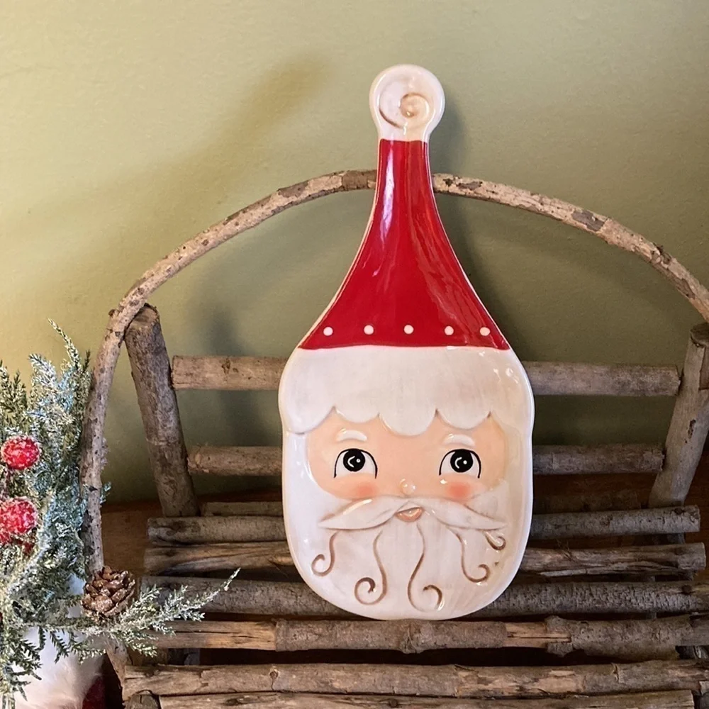 JOHANNA PARKER VINTAGE LOOKING SANTA CHRISTMAS SPOON REST